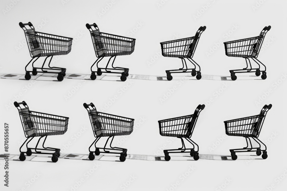 Wall mural Shopping carts on white floor