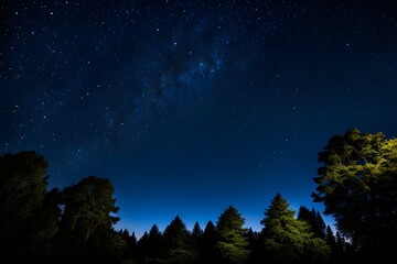 Naklejka premium Picture shot towards the sky in the middle of the night, beautiful view with lots of stars