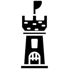 Castle Tower vector icon. Can be used for Medieval iconset.