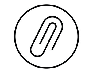 editable stroke paper clip icon isolated on white