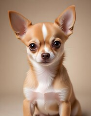 Obraz premium In a studio portrait a small and adorable Chihuahua puppy expressive its brown eyes exuding a playful and endearing charm