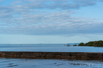 Late afternoon view across Moreton Bay from Wynnum Esplanade. Brisbane, Queensland, Australia.