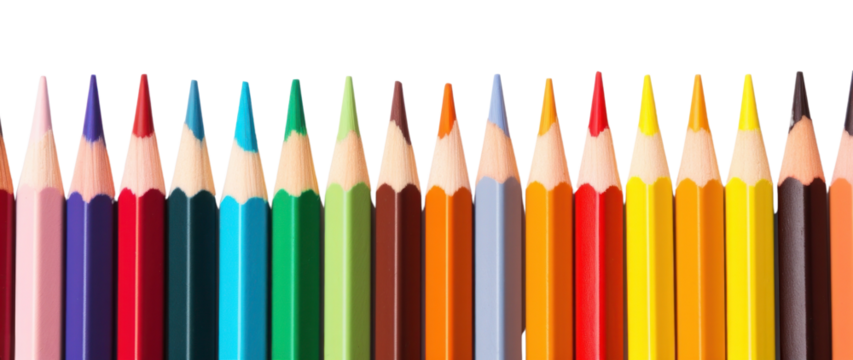 PNG Colorful pencils in neat row
