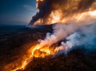 Forest On Fire - Aerial View of the Scene - Natural Disaster