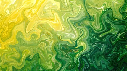 Lively Green and Yellow Fluid Pattern with Copy Space