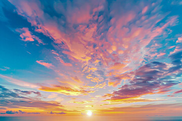 Vibrant sunset over calm sea