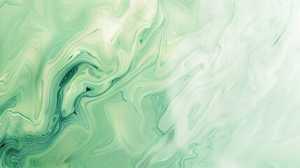 Obraz premium Serene Mint Green Fluid Marbled Background with Copyspace
