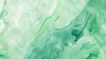 Fototapeta premium Fluid Light Green and Mint Marbled Background with Copy Space