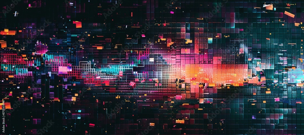 Poster error glitch background. screen tv screen damage distortion. generative ai technology.