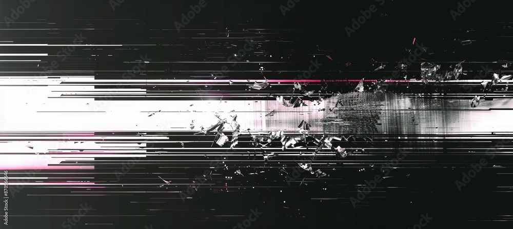Aufkleber black white digital glitch background. screen tv error screen damage distortion. generative ai techn