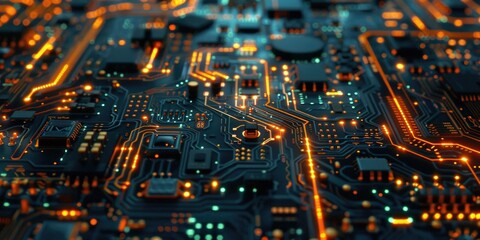 Obraz premium Electronic Circuit Board Close-Up