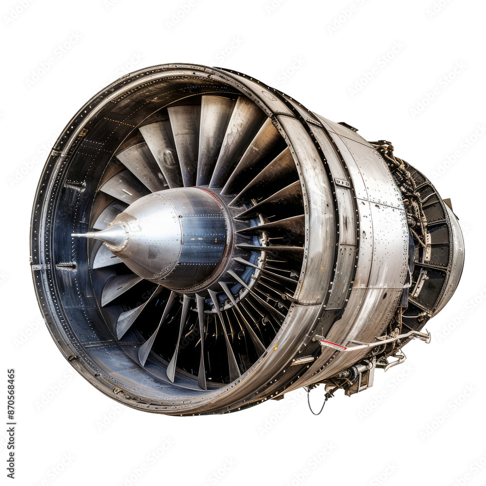 Poster high resolution image of a turbofan jet engine isolated on a transparent background