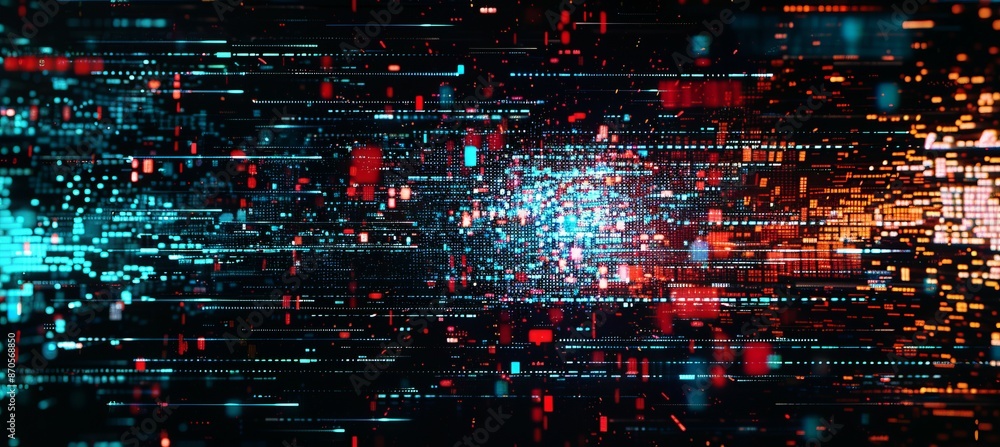 Poster digital screen glitch background. tv pixel error screen damage distortion. generative ai technology.