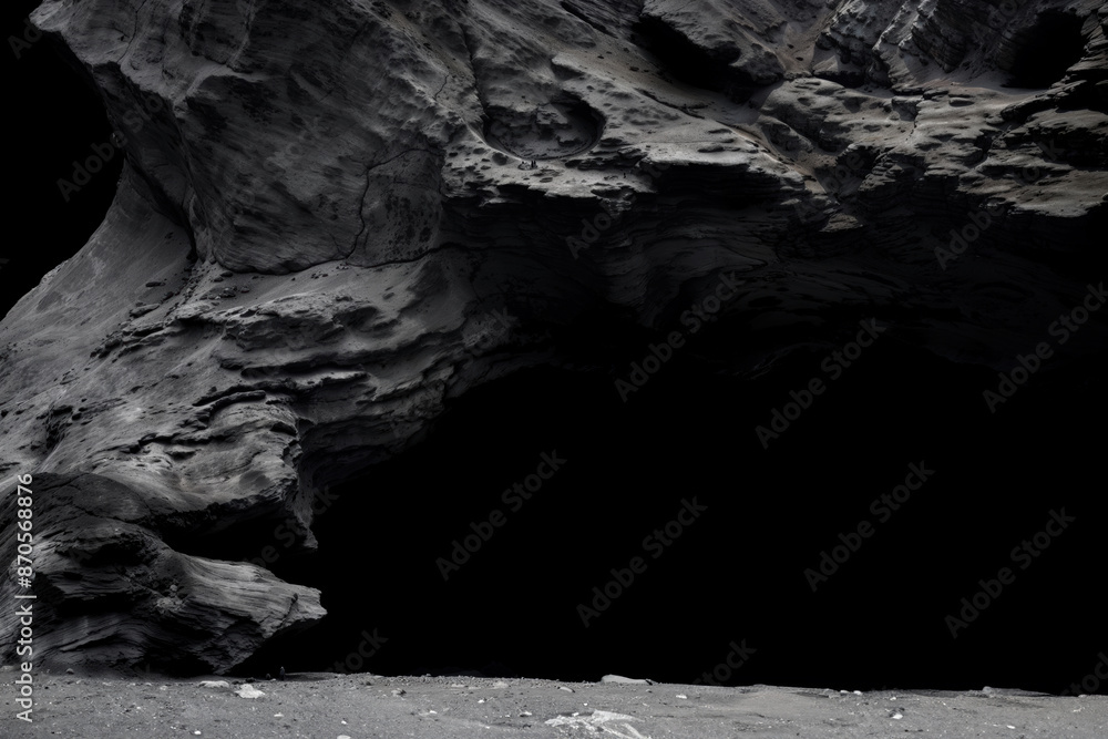 Poster textured cave entrance with a dark interior and unique rock patterns