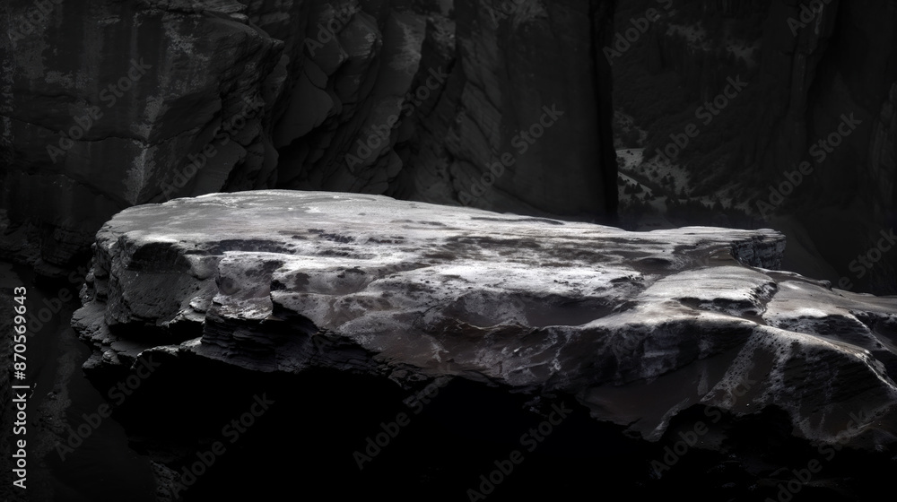 Poster eroded rock surface featuring a shadowy cavern and unique textures