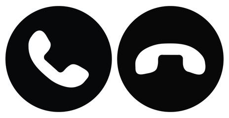 phoe call icon answer and reject in black vector isolated