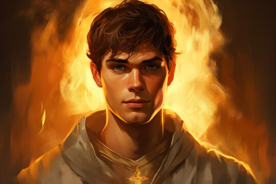 Stunning illustration of St. Jude, the Patron Saint of Lost Causes, with a beautifully detailed Catholic religious theme.