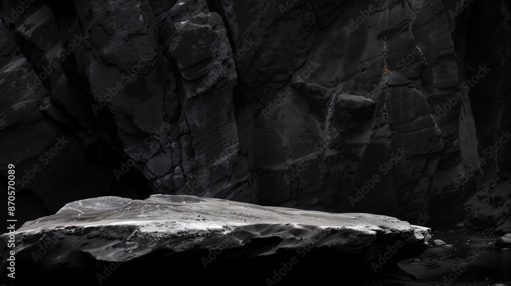 Aufkleber Textured rock formation featuring deep shadows and unique patterns
