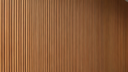 Full frame front view of wooden wall Detail of a wooden wall with a linear relief and texture