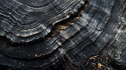 Fototapeta premium Detailed Macro Shot of Ebony Wood Cross-Section with Rich Dark Tones