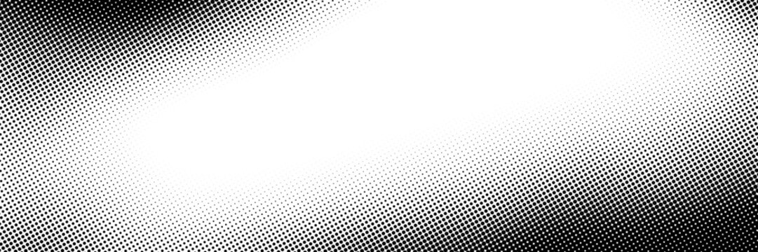 Halftone dots background with grunge grain noise texture. Vector abstract halftone pattern frame for comics background