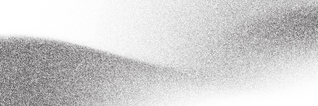 Grain noise background, gradient pattern with vector dust dots grunge texture effect. Grain noise halftone background with abstract grainy spray of sand and grungy dotwork wave