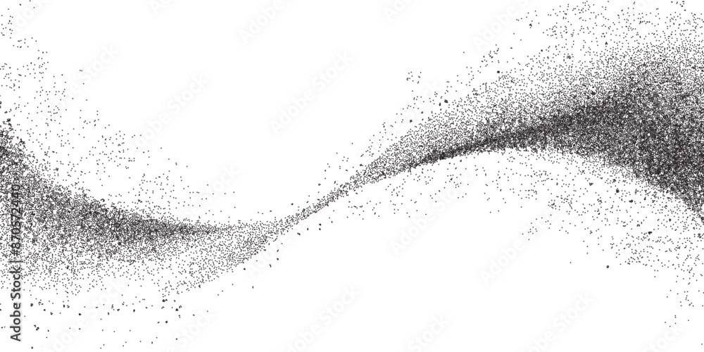 Poster grain noise wave, dot grunge texture of gradient grainy black sand, vector background. abstract grai