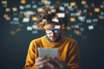 Digital Overload - Person Juggling Multiple Social Media Tabs, Addiction to Technology, Multitasking Distraction Concept