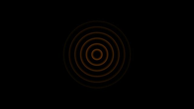 radio waves dark orange color animation. network tower produced radio wave concept on black background.