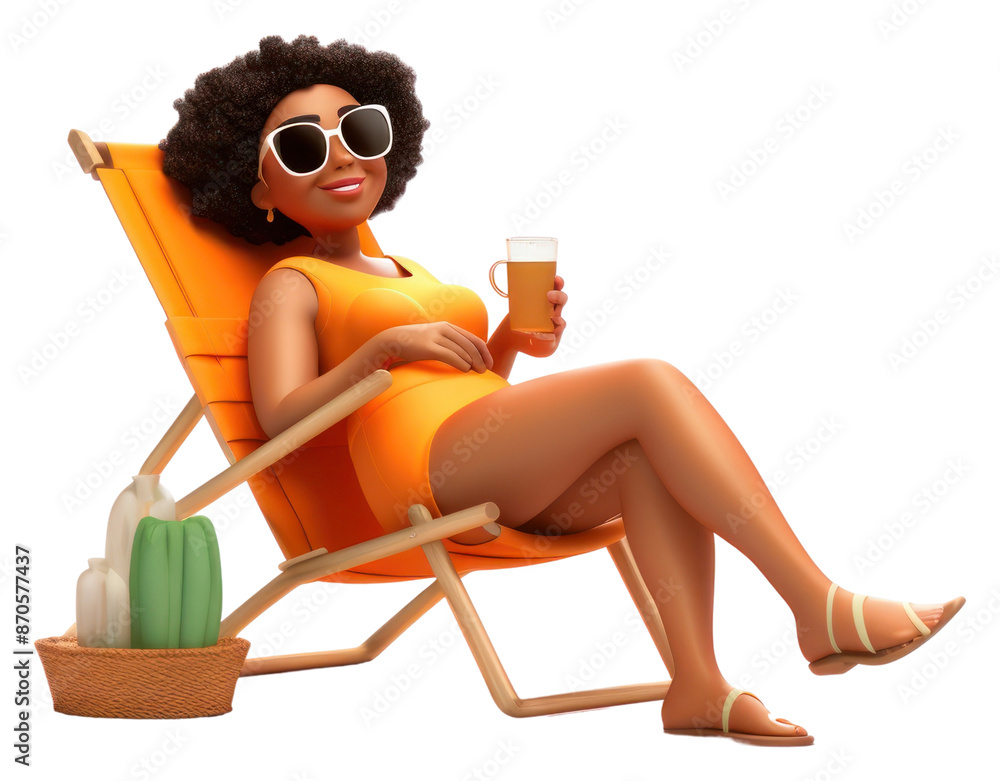 Sticker PNG Sunglasses sunbathing sitting cartoon.