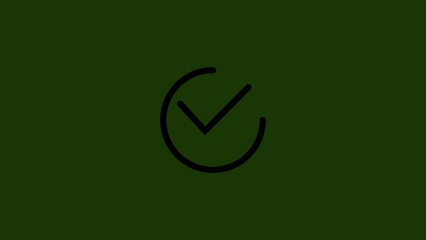 success checklist icon black color animation on dark green background.