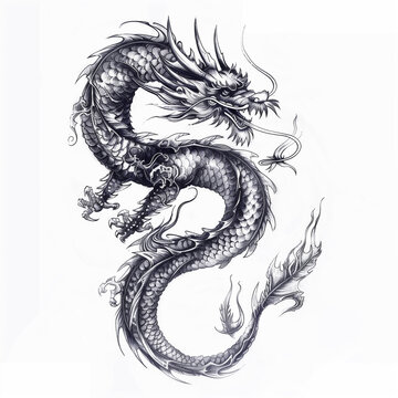 Tattoo. Tatuaggio a forma di drago.