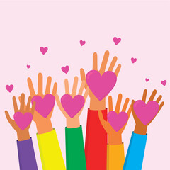 Obraz premium hand holding a heart, illustration of the concept of giving love to everyone.vector file