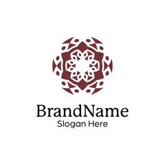 Abstract symmetric Mandala Pattern Logo Design Template