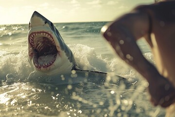 Shark With Jaw Open in the Water