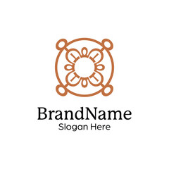 Abstract symmetric Mandala Pattern Logo Design Template