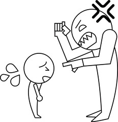  怒っている人と謝る人