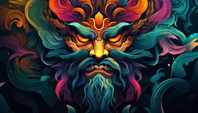 abstract legends flat design top view mythical theme cartoon drawing vivid