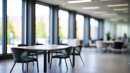 Blurred office interior space background. Working space with defocused effect. Business concept