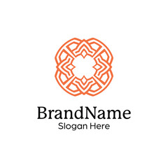 Abstract symmetric Mandala Pattern Logo Design Template