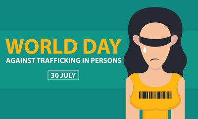 illustration vector graphic of young woman with barcode on chest, perfect for international day, world day against trafficking in persons, celebrate, greeting card, etc.