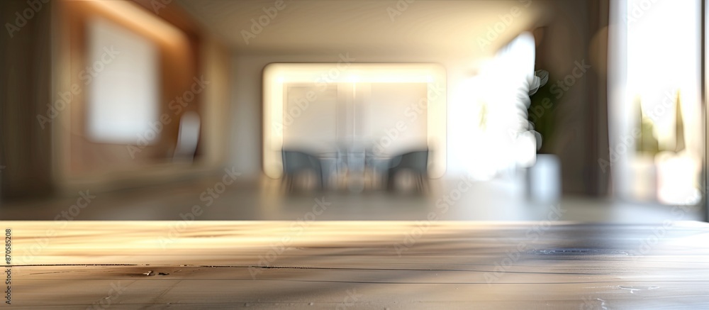 Leinwandbilder Blurred abstract room background complements empty table design for product display with copy space image.