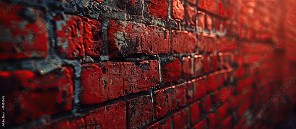 Fototapete An artistic backdrop of a textured red brick wall with a blurred background showcasing intriguing artistic noise, ideal for a copy space image.