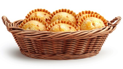 A wicker basket filled with freshly baked empanadas, ready to be enjoyed