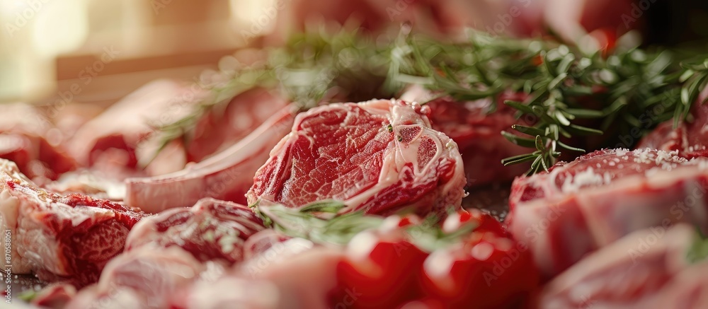 Aufkleber close-up view of fresh meat with copy space image.