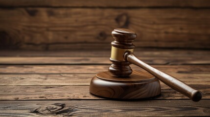 brown gavel on the table on a brown background