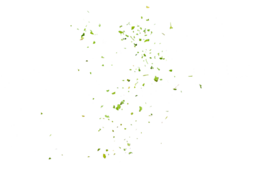 Chopped dry parsley leaves, pile isolated on white background, top view