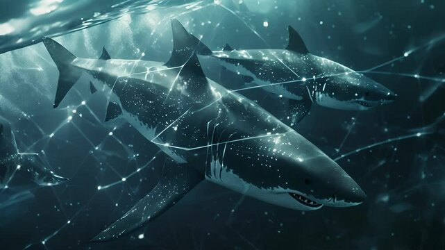 A team of marine biologists tagging great white sharks with 5Gconnected satellite trackers to gain insight into their movement patterns and feeding behaviors.