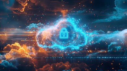 Obraz premium Cloud Security Abstract.