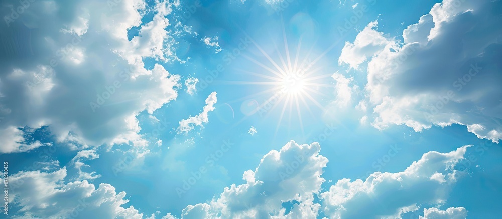 Aufkleber background texture of a sunny sky with blue clouds, ideal for copy space image.